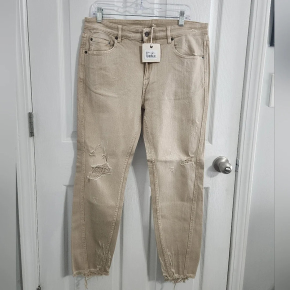 Ser.o.ya diego jeans khaki distressed raw hem streetwear grunge men size 35 - Picture 2 of 16